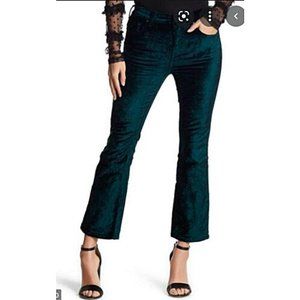 Free People Emerald Velvet Crop Flare Jeans Womens Size 27 26 x 25